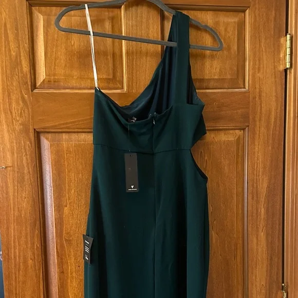 Lulu's Dark Green One-Shoulder Dress - Picture 8 of 8